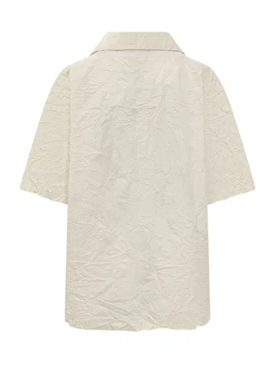 Gongdid Design Sleeves Cut Mini Design Shirt With Front Closure In Cream