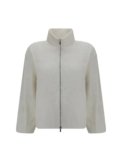 Gongdid Design Striped Short Padded Jacket In White