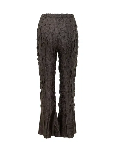 Gongdid Design Stylish Gathered Trousers With Flared Hem In Black