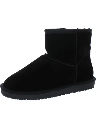 Gooce Thimble Womens Suede Fur Lined Ankle Boots In Black