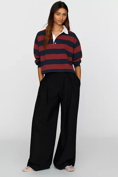 Good American 100% Cotton Cropped Rugby Polo Shirt Top In Multi