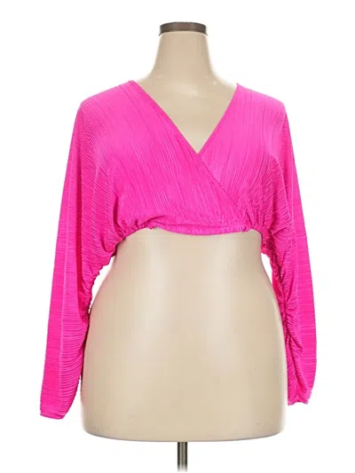 Pre-owned Good American 3/4 Sleeve T-shirt In Pink