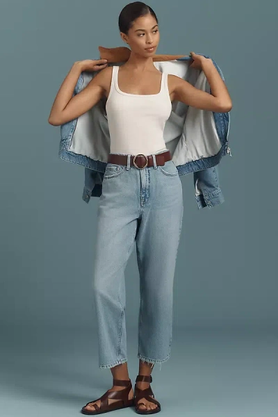 Good American 90's Mid-rise Cropped Straight-leg Jeans In Blue