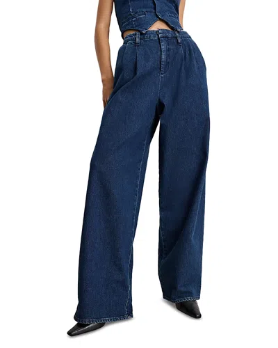Good American 90's Pleated Wide Leg Jeans In Indigo 724 In Indigo724