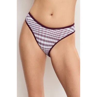 Good American '90s Plaid Bikini Bottoms In Purple