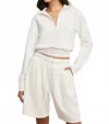 Good American Air Soft Half Zip Sweatshirt In White In White