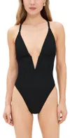 Good American Always Fits Deep V Underwire Swimsuit Black In Black