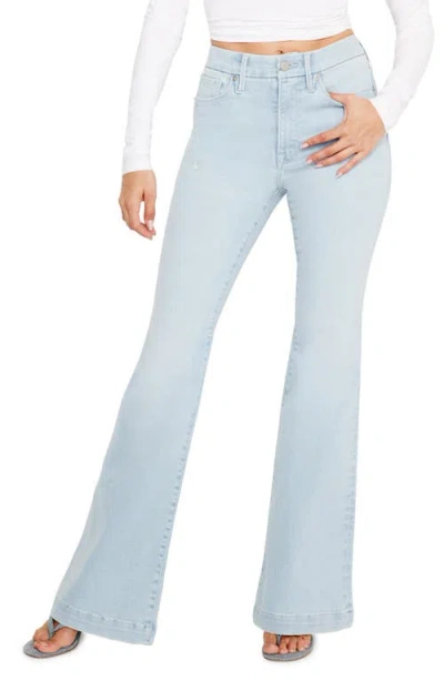 Good American Always Fits Good Distressed Flare Jeans In Indigo657