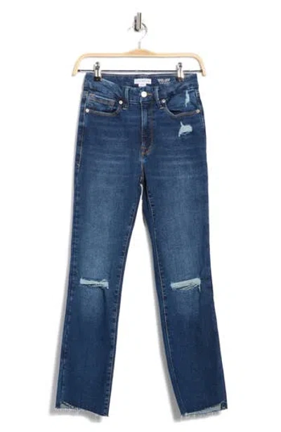 Good American Always Fits Good Legs Ripped Ankle Straight Leg Jeans In Blue