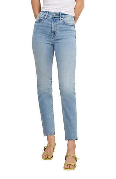 Good American Always Fits High Waist Slim Straight Leg Jeans In Blue