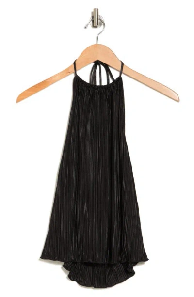 Good American Always Fits Plissé Halter Top In Black