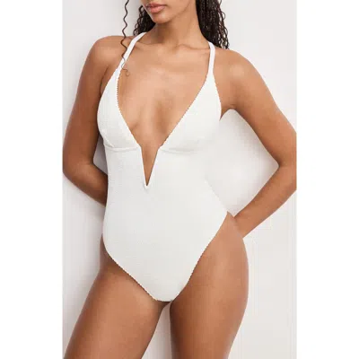 Good American Always Fits Plunge One-piece Swimsuit In White
