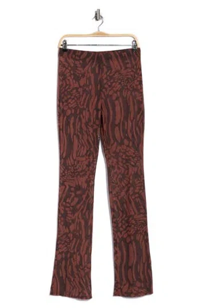 Good American Animal Print Sheer Mesh Micro Bootcut Pants In Brown