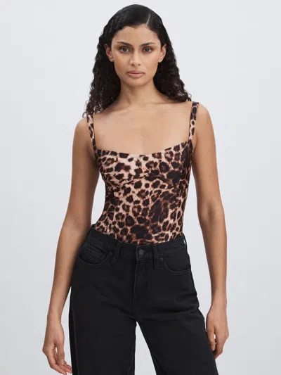 Good American Animal Print/black Leopard-print Bodysuit