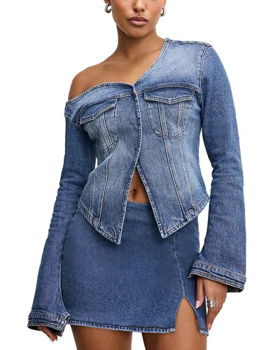 GOOD AMERICAN ASYMMETRIC DENIM SHIRT