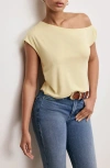 Good American Asymmetric Off The Shoulder Jersey Top In Light Ray001