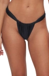 Good American Shiny Ruched Bikini Bottoms In Black