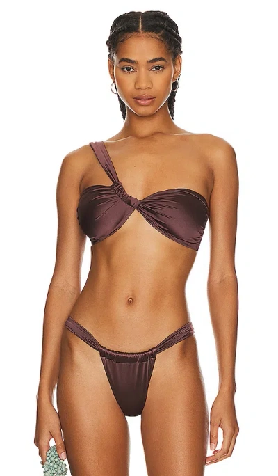 Good American Bali Asymmetrisches Bikini-oberteil In Schokolade
