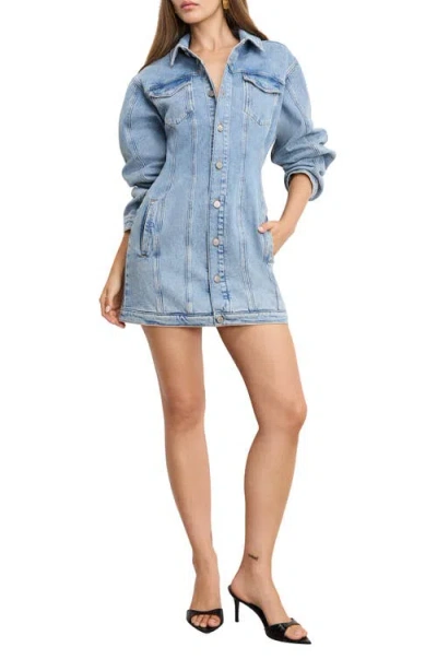 GOOD AMERICAN GOOD AMERICAN BARREL LONG SLEEVE DENIM MINI SHIRTDRESS