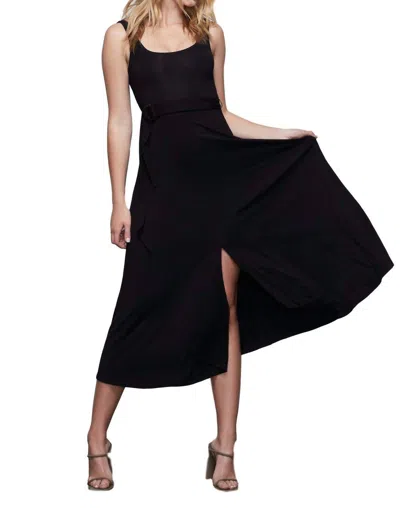 Good American Belted Open Front Swing Tank Dress In Black