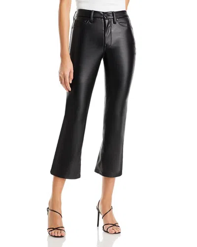 Good American Better Than Leather Mid Rise Cropped Mini Bootcut Jeans In K001 In Black