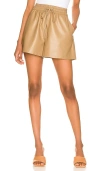 Good American Better Than Faux Leather Drawstring Shorts In Warm Caramel