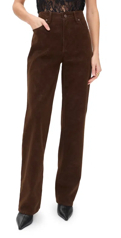 Good American Better Than Suede Good True Straight Pants Cacao In Brown