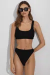 Good American Good Black Good Always Fits Textured Scoop Neck Bikini Top In Black