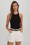 Good American Micro Rib Tank Top In Black