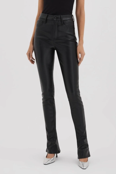 Good American Black  Faux Leather Slim Bootcut Trousers