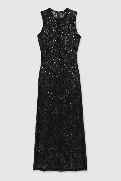 Good American Black  Sequin Crochet Beach Cover-up Dress