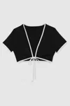 Good American Black  Tie-front Swim Tee In Black