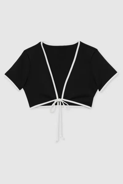Good American Black  Tie-front Swim Tee