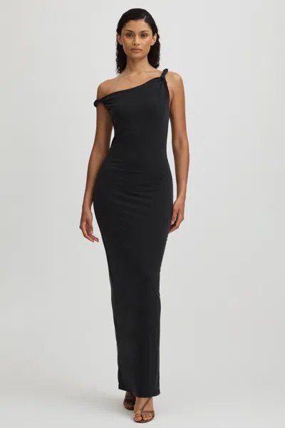 Good American Black Twisted Strap Jersey Maxi Dress