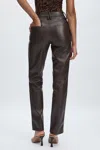 GOOD AMERICAN GOOD AMERICAN BLACK/BROWN GOOD AMERICAN FAUX-LEATHER STRAIGHT-LEG TROUSERS
