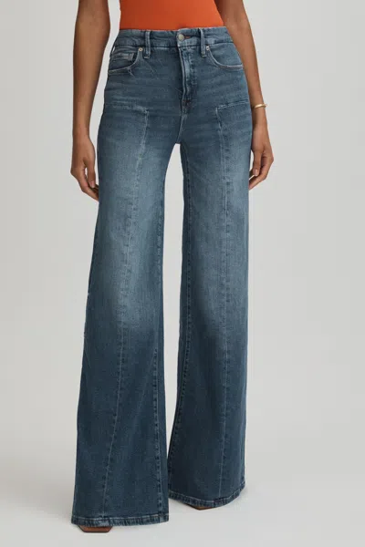 Good American Blue  High Rise Distressed Palazzo Jeans