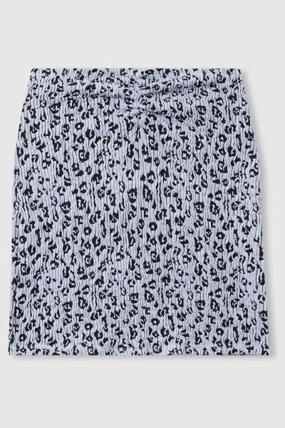Good American Good Blue Print Good Always Fits Textured Leopard Print Mini Skirt