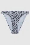 Good American Good Blue Print Good Textured Leopard Print Bikini Bottoms In Blue Print