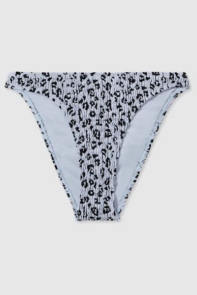 Good American Blue Print  Textured Leopard Print Bikini Bottoms
