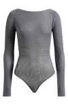 Good American Boat Neck Mesh Bodysuit In Carbon003