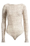 Good American Boat Neck Mesh Bodysuit In Ssp Print001