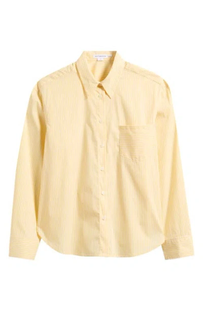 Good American Boxy Stripe Cotton Poplin Blend Button-up Shirt In Yellow