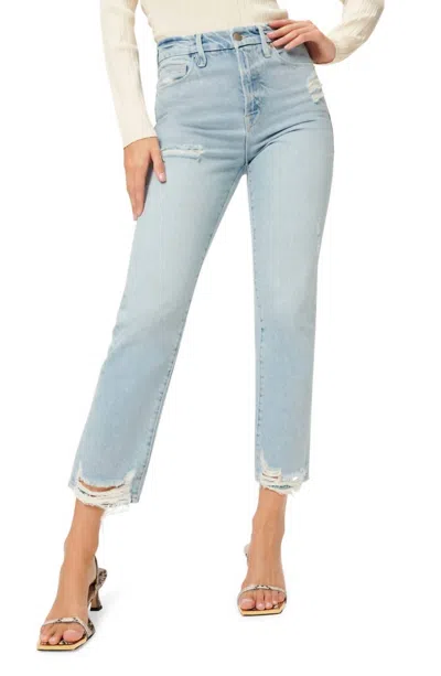 Good American Boy Distressed Straight Leg Jeans In Blue
