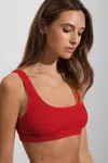 Good American Good Bright Red Good Always Fits Textured Bikini Top In Bright Red
