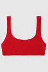 Good American Good Bright Red Good Always Fits Textured Bikini Bottoms In Bright Red