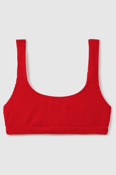 Good American Good Bright Red Good Always Fits Textured Bikini Bottoms