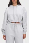 Good American Brushed Fleece Cropped Hoodie In Grey In Gray