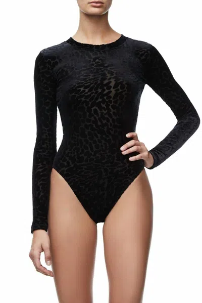 Good American Burnout Thong Bodysuit The Wilder One In Black