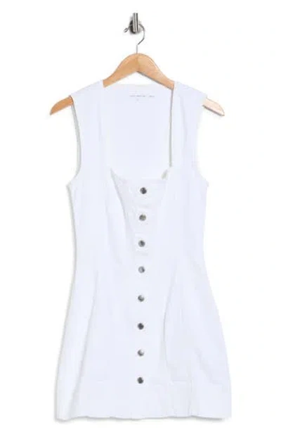 Good American Button Front Denim Minidress In White
