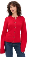 Good American Button Front Knit Cardigan Chili001 In Red